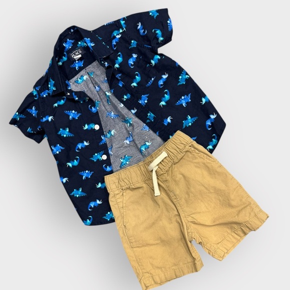 2T Dino Outfit Bundle • 3 Complete Sets + Hats • Summer Shorts Sets - Picture 2 of 14